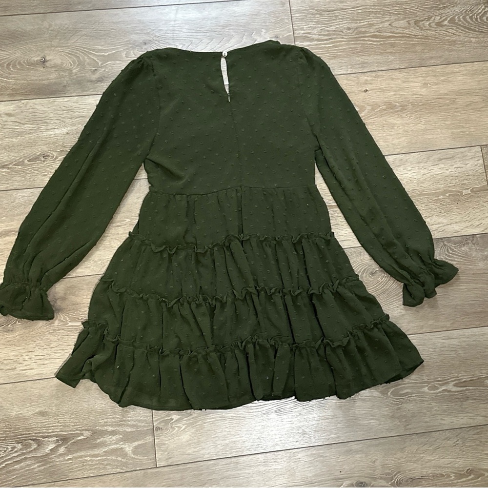 •Sold•  Altar’d State Swiss Dot Long Sleeve Tiered Mini Dress - Picture 10 of 12